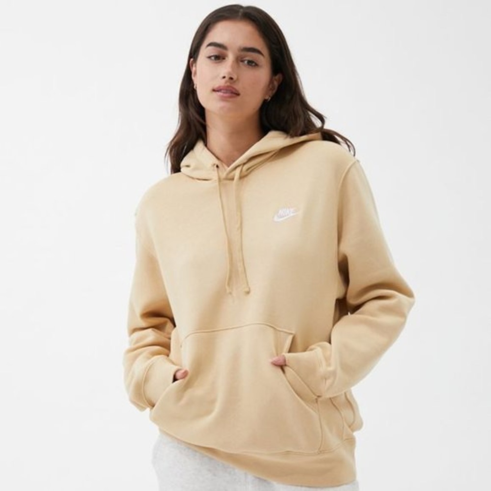 Nike Swoosh Hoodie Sweatshirt Pullover Light Brown